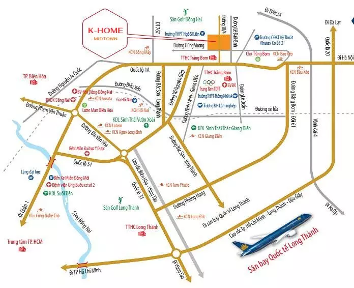 Vị trí dự án K-Home Midtown Trảng Bom